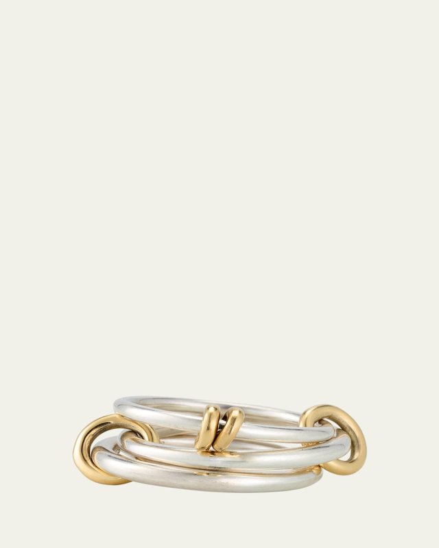 Raneth SG Gris Three Link Ring in Sterling Silver with Grey Diamond Accents